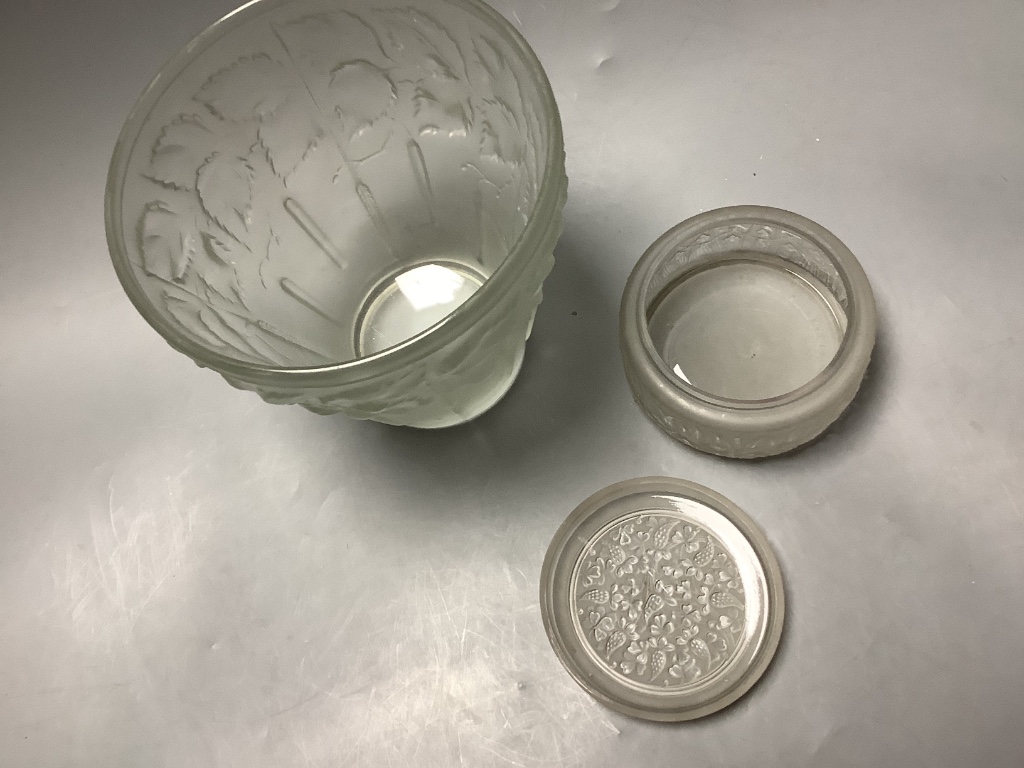 A J. Viard frosted glass box and cover, and a Le Verre Francais frosted glass vase
